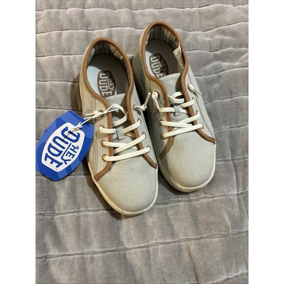 Hey Dude Slip On Preppy Sneakers Cody Coastline Oatmeal Chai Gray Brown 3 Y Boys - Picture 1 of 13